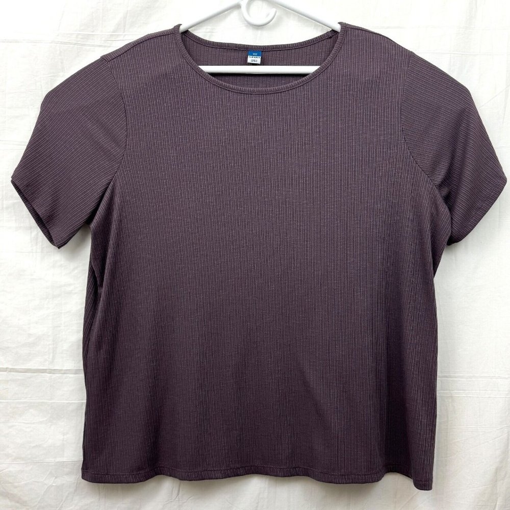 Old Navy Short Sleeve Luxe Crew Neck Ribbed Tee Women XXL Purple